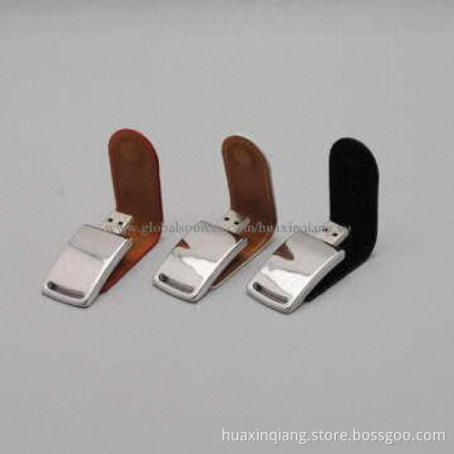 USB Memory Drive, Leather + Metal Materials, 512MB-64GB Capacities, Logo Design, 5-year Warranty